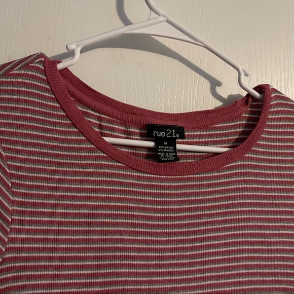✨Rue21 Favorite Tee Striped Pink, Grey & White Striped Super Soft Tee✨ - Picture 6 of 8